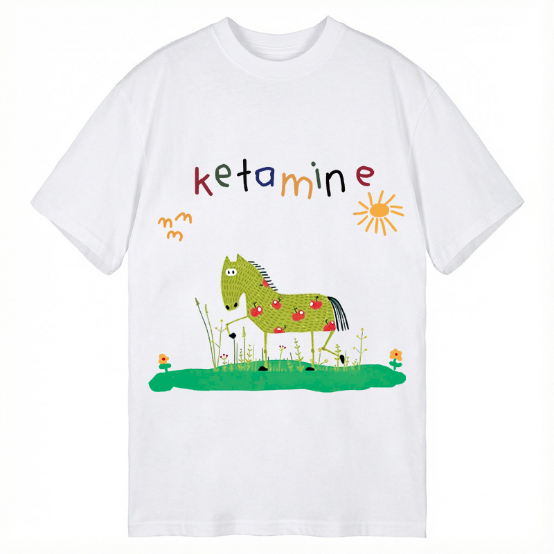 Modecanvas Funny Ketamine Horse DTG Printing Classic T-Shirt-modecanvas