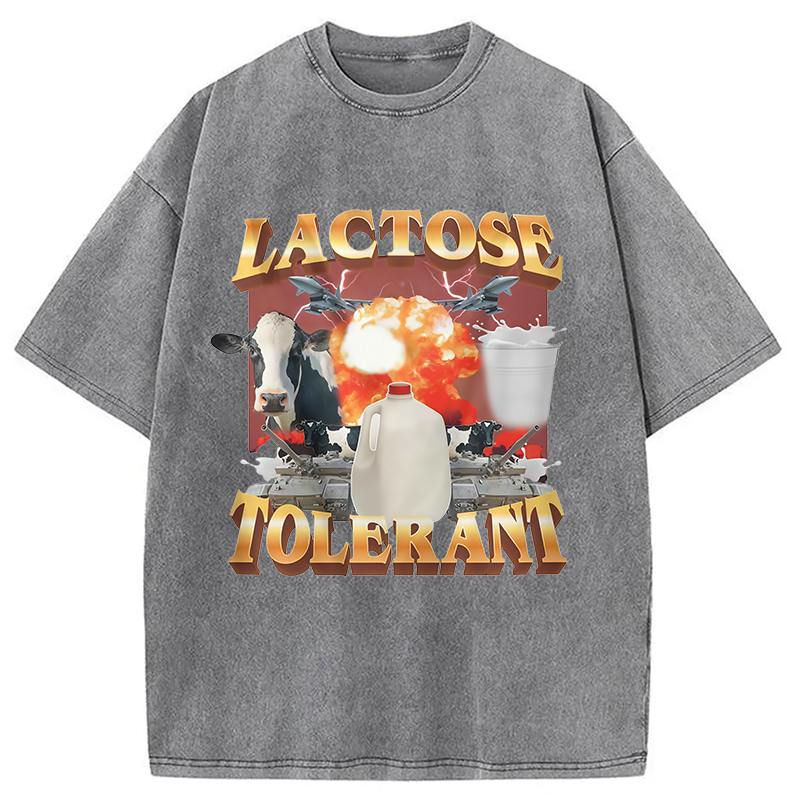Modecanvas Retro Milk Lactose Tolerant Washed T-Shirt-modecanvas