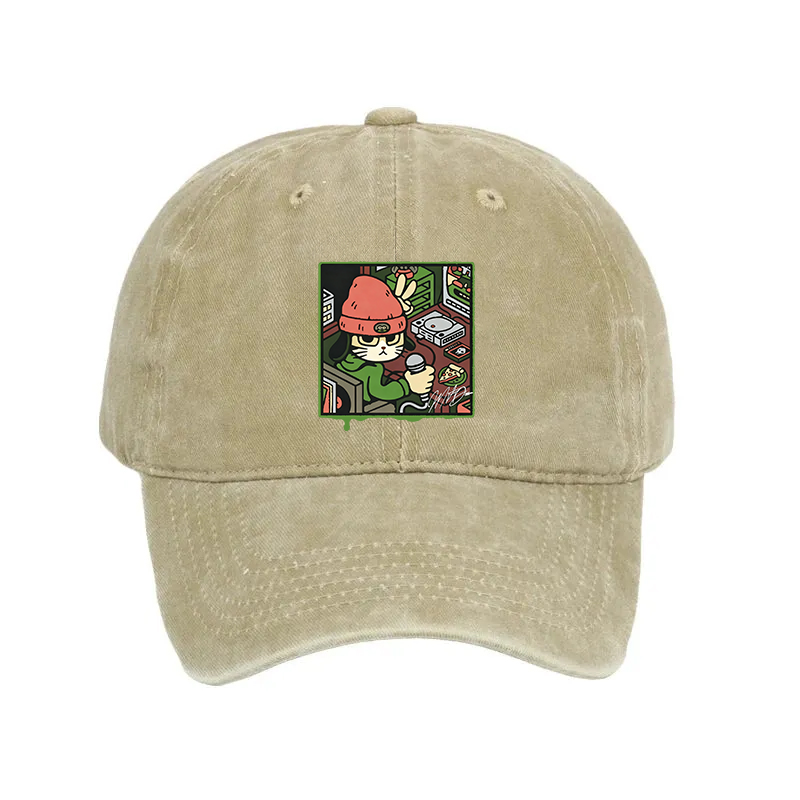 Modecanvas Rapper Cat Washed Cap-modecanvas