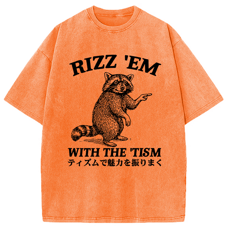 Modecanvas Funny Raccoon Charm Washed T-Shirt