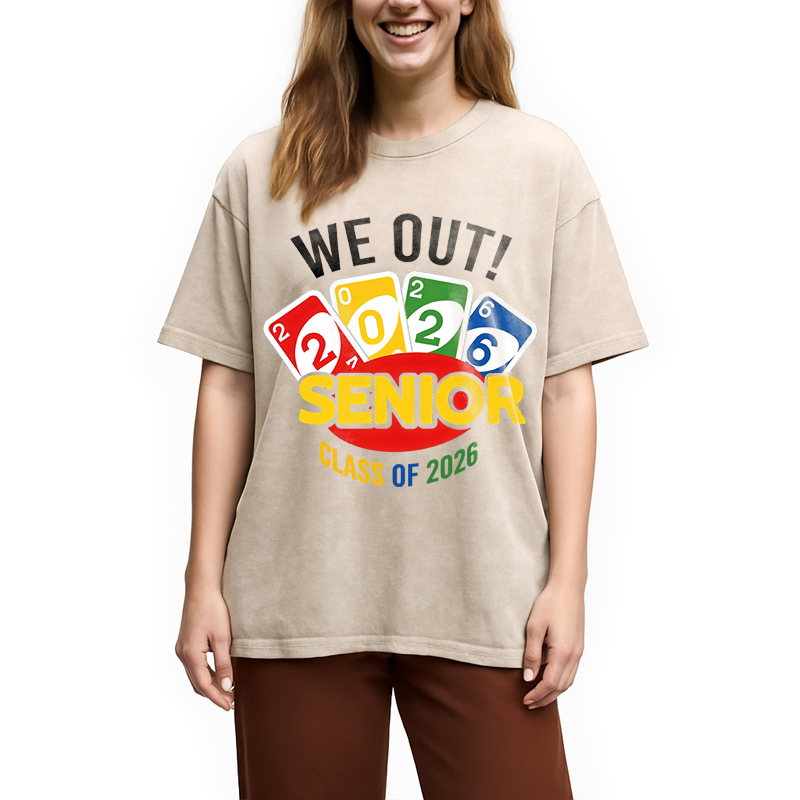Modecanvas We Out Senior Class of 2026 DTG Printing Washed T-Shirt