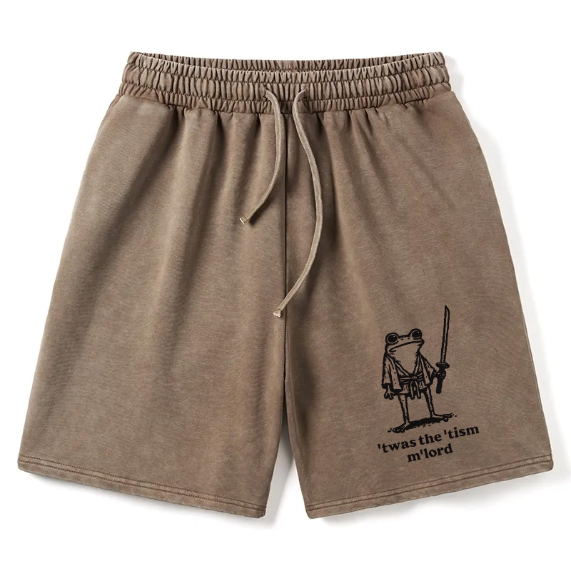 Modecanvas Focused Samurai Frog Washed Short
