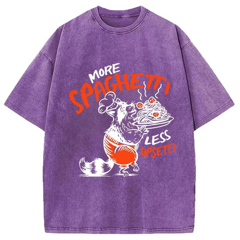 Modecanvas More Spaghetti Less Upsetti Raccoon DTG Printing Washed T-Shirt