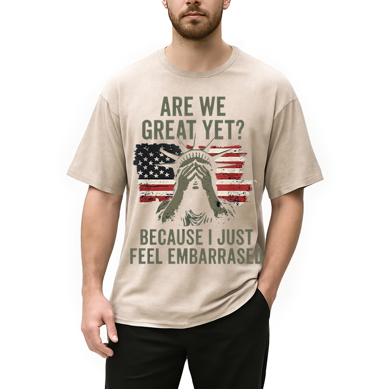 Modecanvas Are We Great Yet DTG Printing Washed T-Shirt