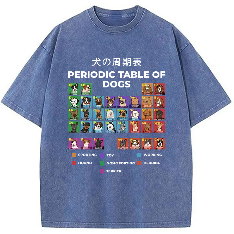 Modecanvas Periodic Table Of Dogs Washed T-Shirt-modecanvas
