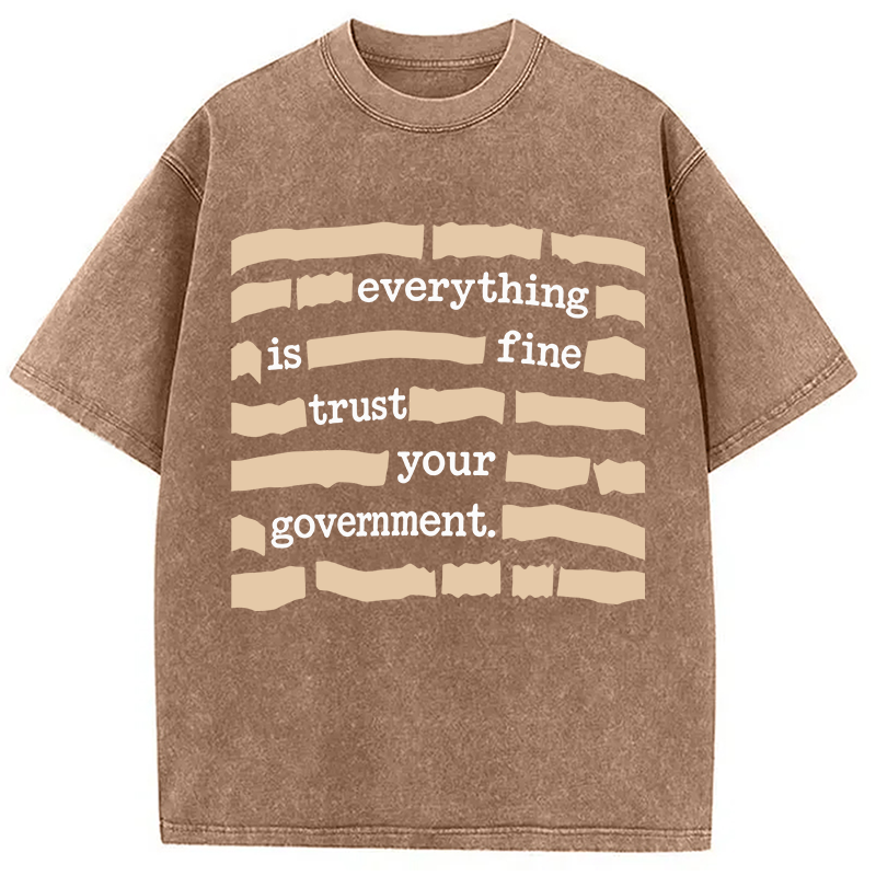 Modecanvas Everything is Fine Meme Washed T-Shirt-modecanvas