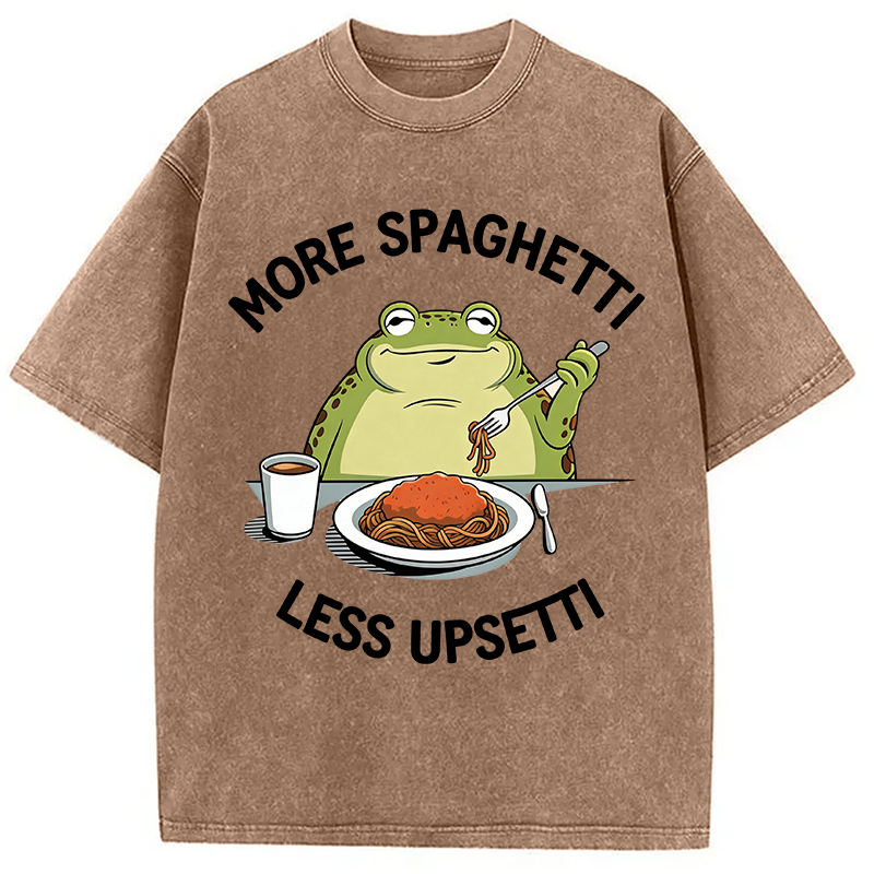 Modecanvas More Spaghetti Less Upsetti Frog DTG Printing Washed T-Shirt