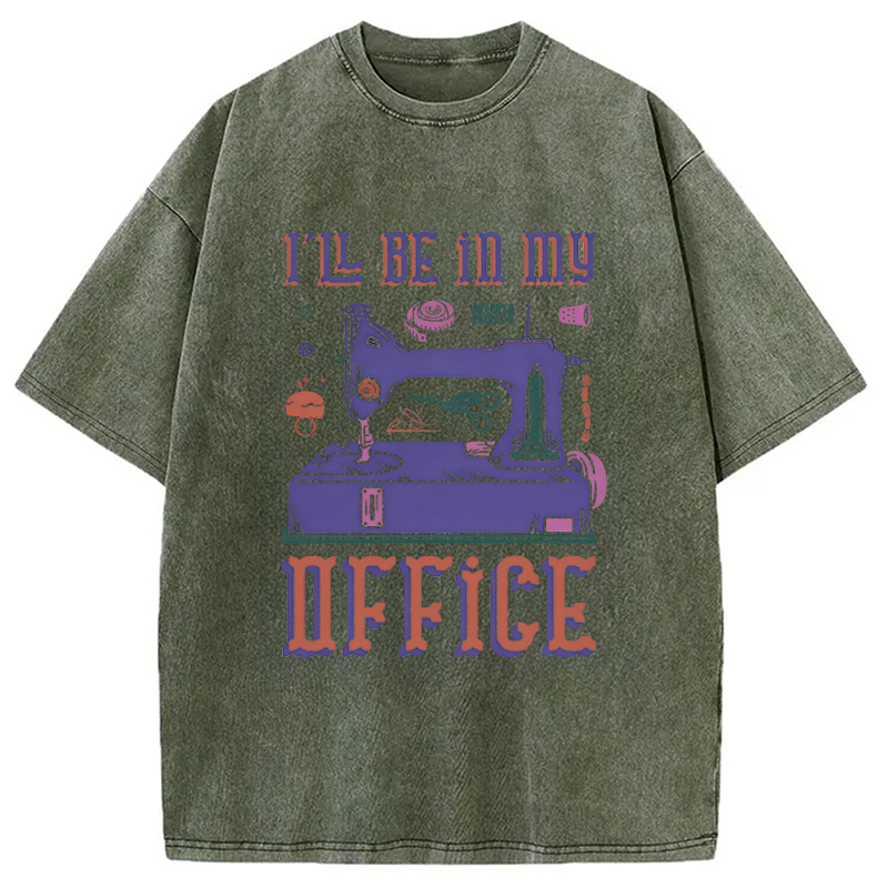Modecanvas Funny Sewing Machine Seamstress Tailor DTG Printing Washed T-Shirt