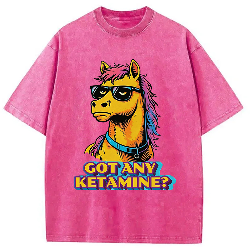 Modecanvas Got Any Ketamine Horse DTG Printing Washed T-Shirt