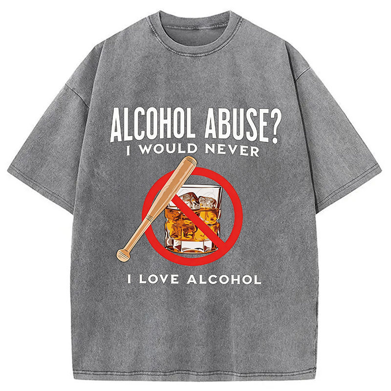Modecanvas Alcohol Abuser Funny DTG Printing Washed T-Shirt