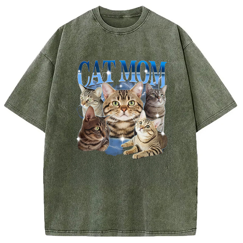 Modecanvas Cat Mom Meme Washed T-Shirt