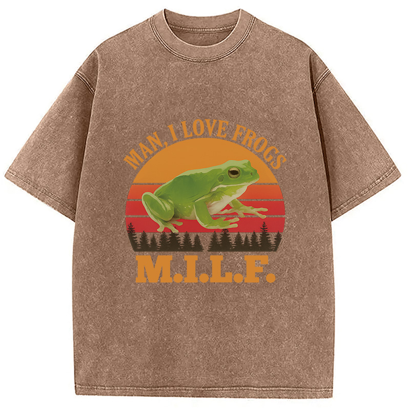 Modecanvas M.I.L.F. Vintage Frog Washed T-Shirt
