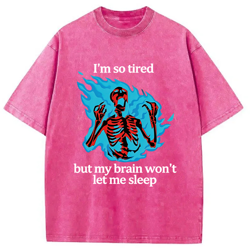 Modecanvas Tired Skeleton On Fire DTG Printing Washed T-Shirt
