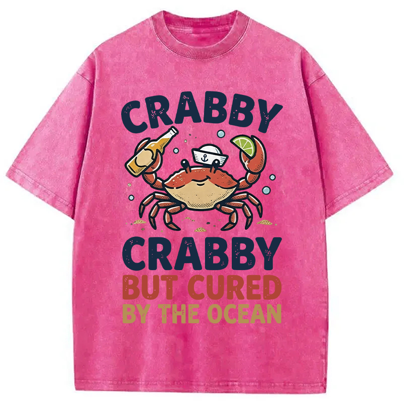 Modecanvas Crabby But Cured By The Ocean DTG Printing Washed T-Shirt
