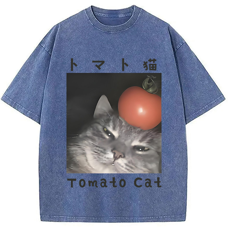 Modecanvas Tomato Cat Washed T-Shirt