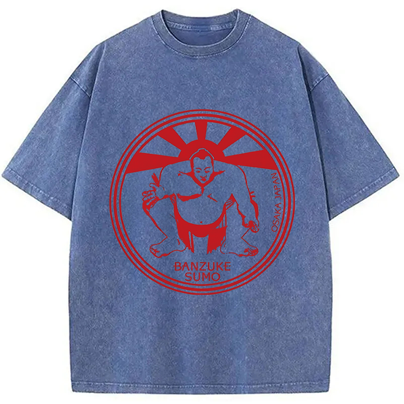 Modecanvas Sumo Wrestling DTG Printing Washed T-Shirt