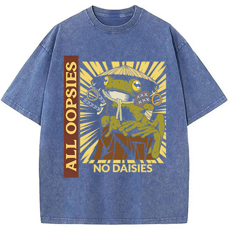 Modecanvas All Oopsies No Daisies Samurai Warrior Frog DTG Printing Washed T-Shirt