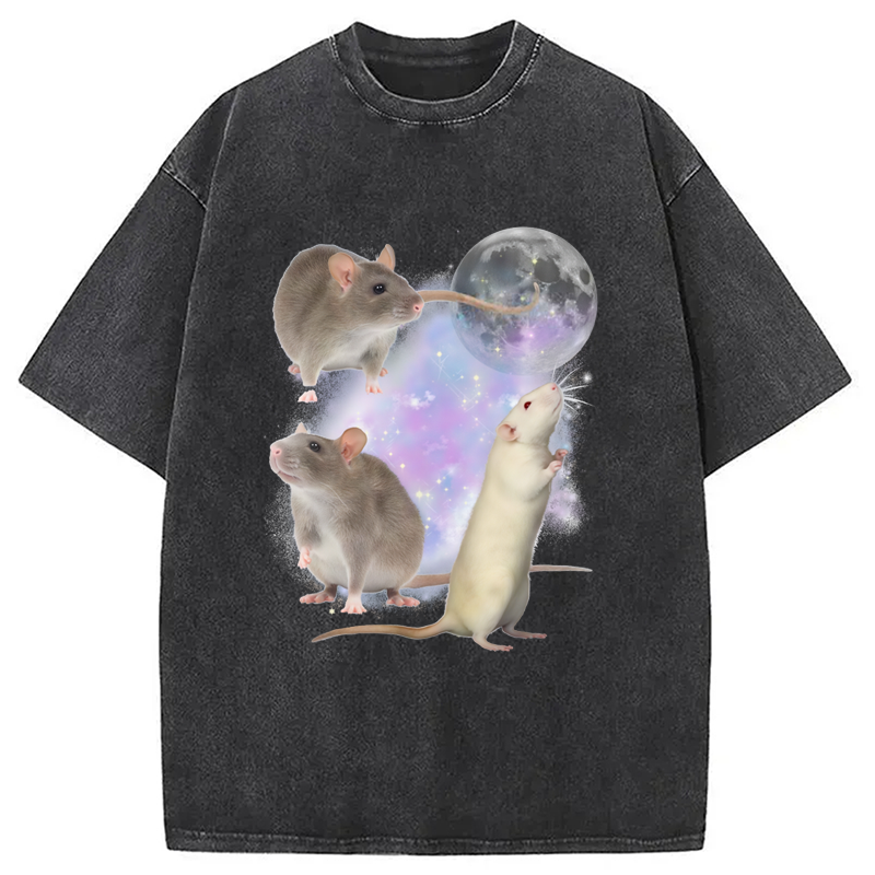 Modecanvas Three Rats Moon Washed T-Shirt