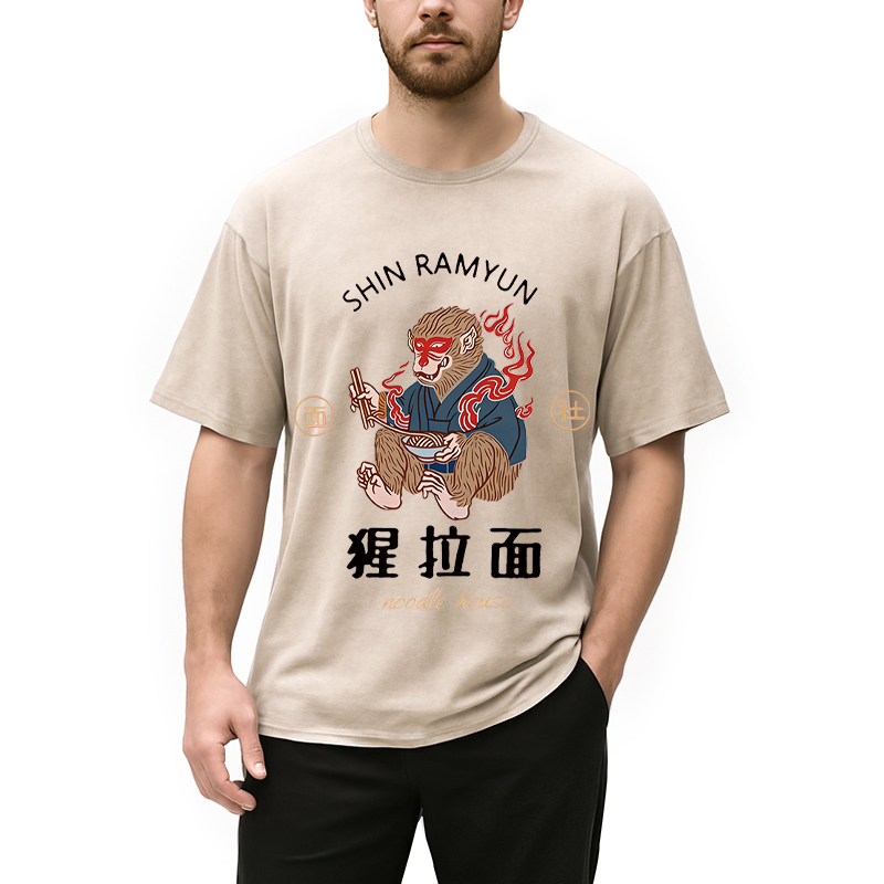 Modecanvas Shin Ramyun DTG Printing Washed T-Shirt