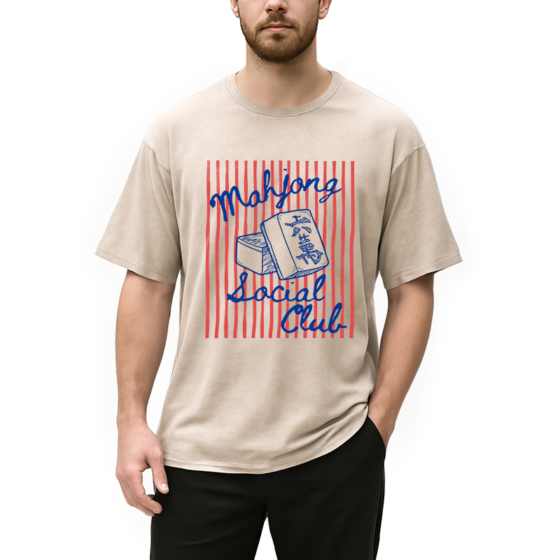 Modecanvas Mahjong Social Club DTG Printing Washed T-Shirt