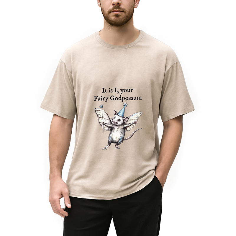 Modecanvas It Is I, Your Fairy Godpossum DTG Printing Washed T-Shirt