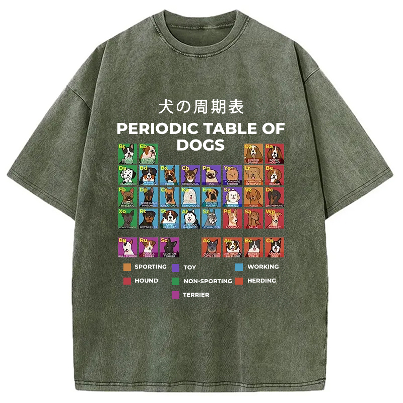 Modecanvas Periodic Table Of Dogs Washed T-Shirt-modecanvas