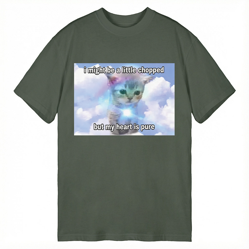 Modecanvas Pure Heart Cat Meme DTG Printing Classic T-Shirt-modecanvas