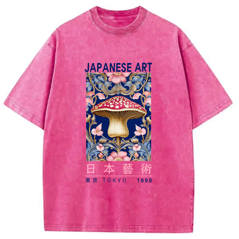 Modecanvas Blue Mushroom Vintage Washed T-Shirt