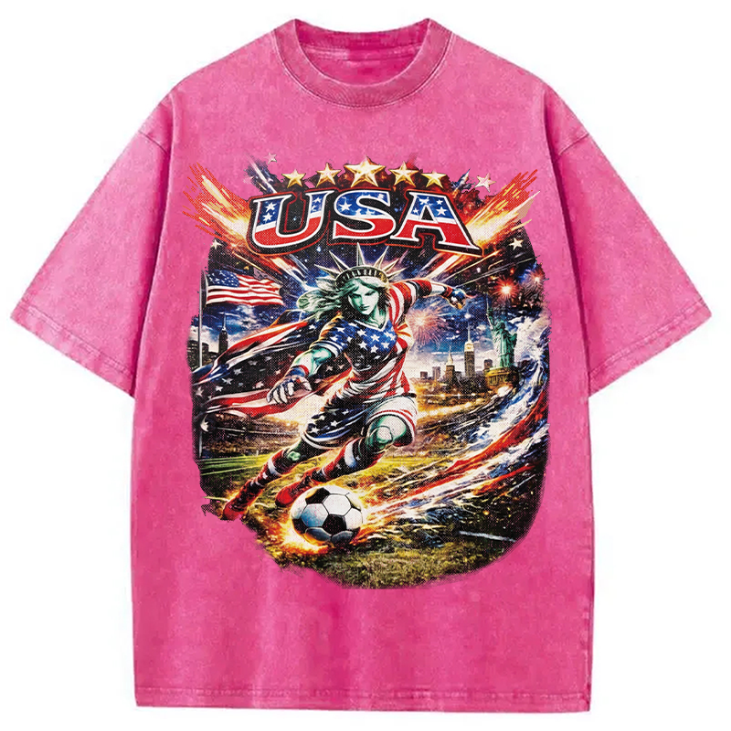 Modecanvas USA Football Skull DTG Printing Washed T-Shirt