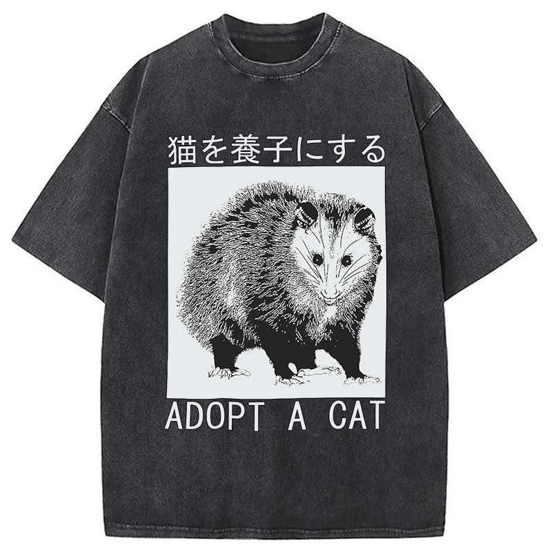 Modecanvas Adopt a Cat Japanese Washed T-Shirt