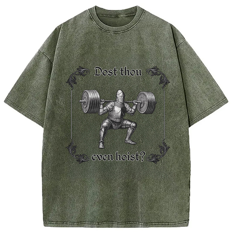 Modecanvas Dost Thou Even Hoist Washed T-Shirt-modecanvas