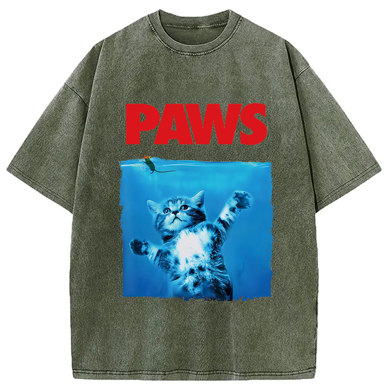 Modecanvas Paws Cat Meme Washed T-Shirt