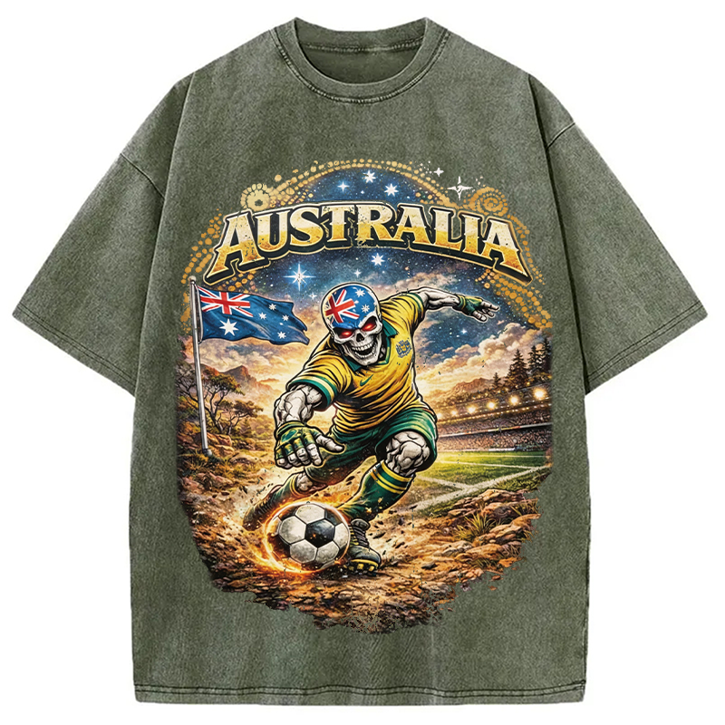 Modecanvas Australia Soccer DTG Printing Washed T-Shirt