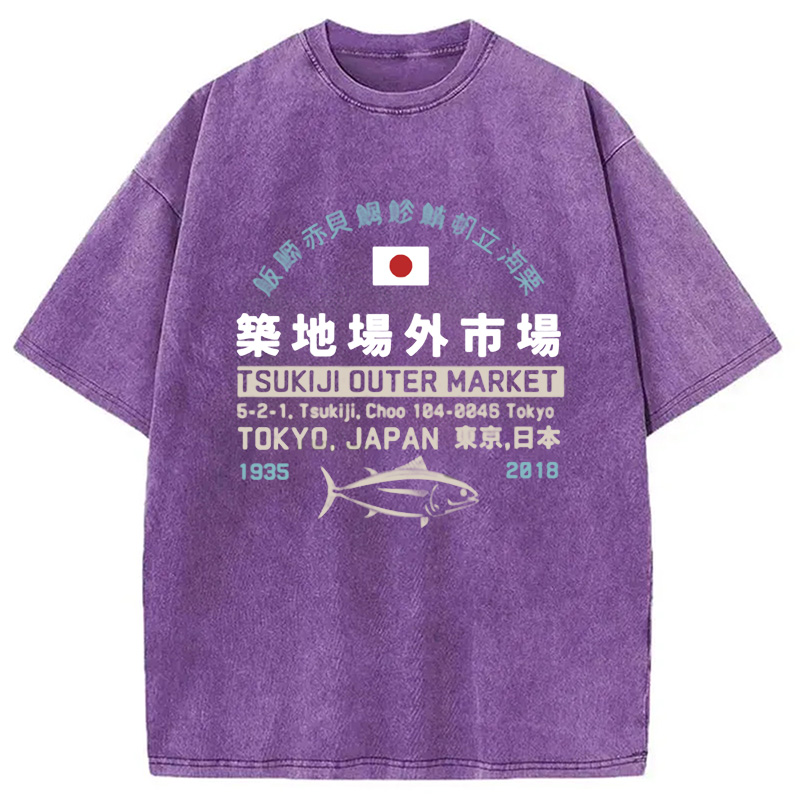Modecanvas Tsukiji Outer Market Washed T-Shirt-modecanvas