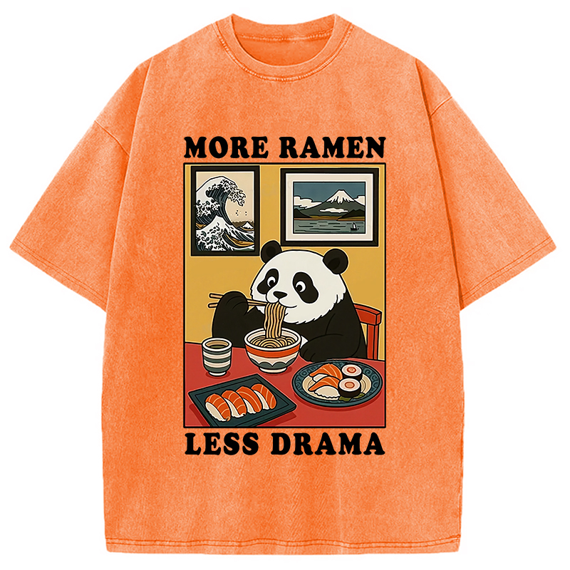 Modecanvas More Ramen Less Drama Panda Washed T-Shirt