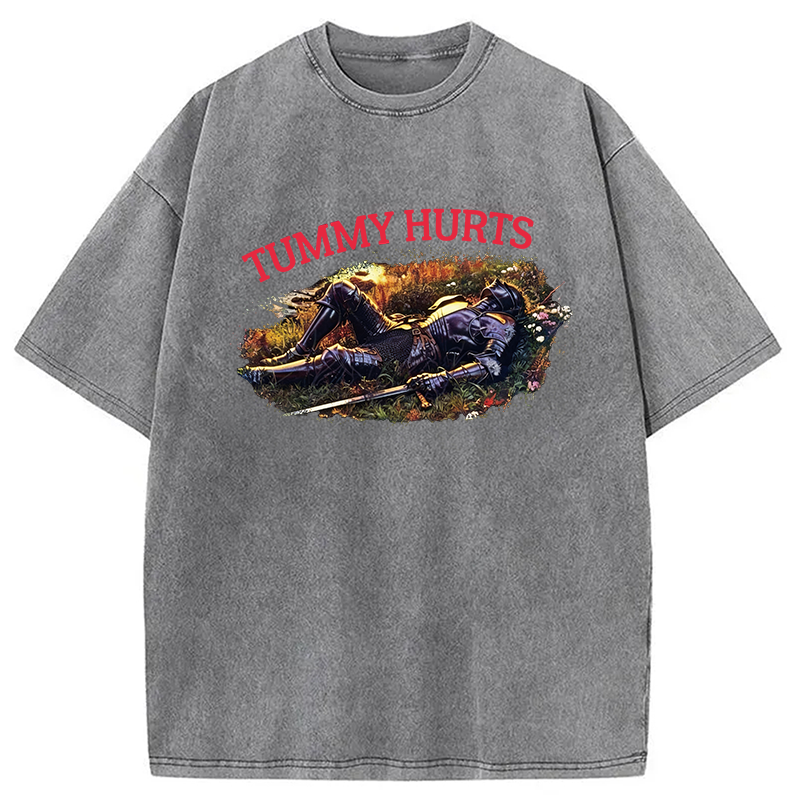 Modecanvas Tummy Hurts Knight DTG Printing Washed T-Shirt