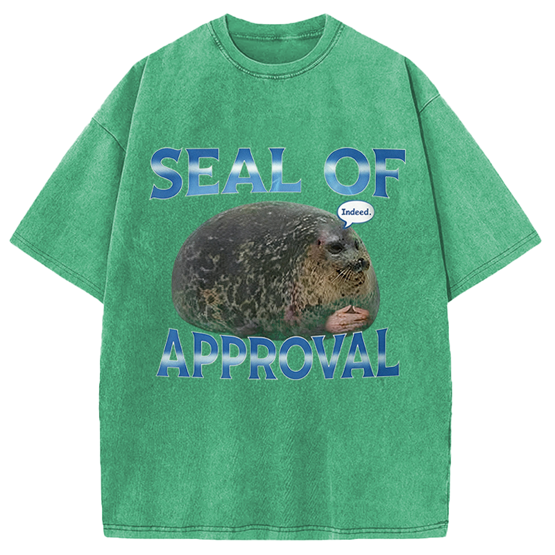 Modecanvas Seal Of Approval Meme DTG Printing Washed T-Shirt