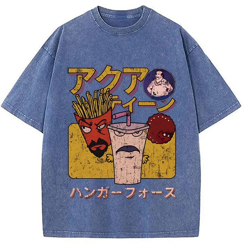 Modecanvas Aqua Teen Hunger Force Japanese Retro Washed T-Shirt-modecanvas