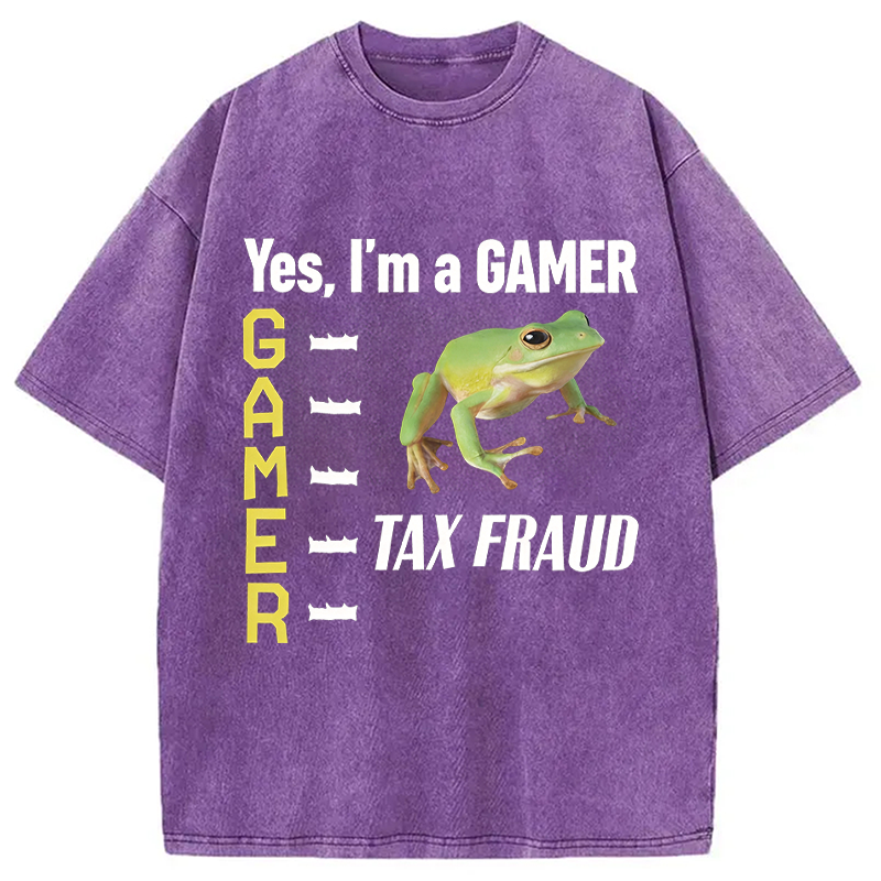 Modecanvas Frog Gamer Meme Washed T-Shirt