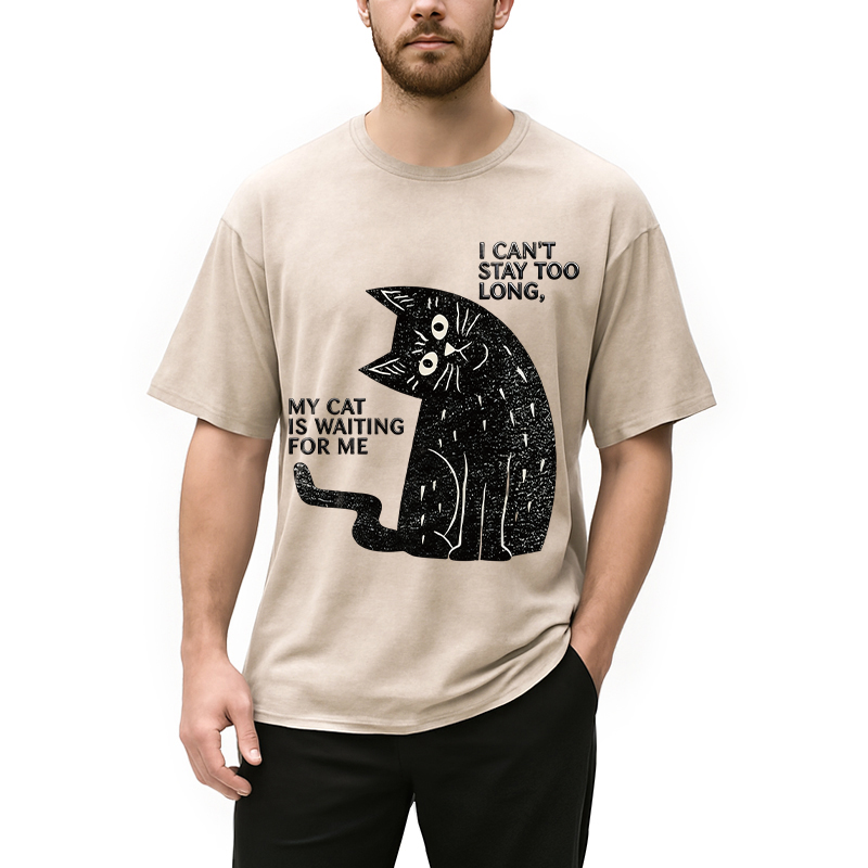 Modecanvas My Cat Is Waiting for Me Washed T-Shirt