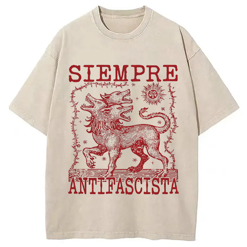 Modecanvas Siempre Antifascista DTG Printing Washed T-Shirt