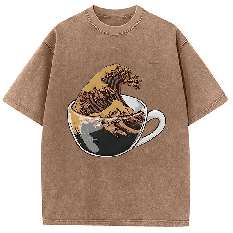Modecanvas Coffee Wave Washed T-Shirt