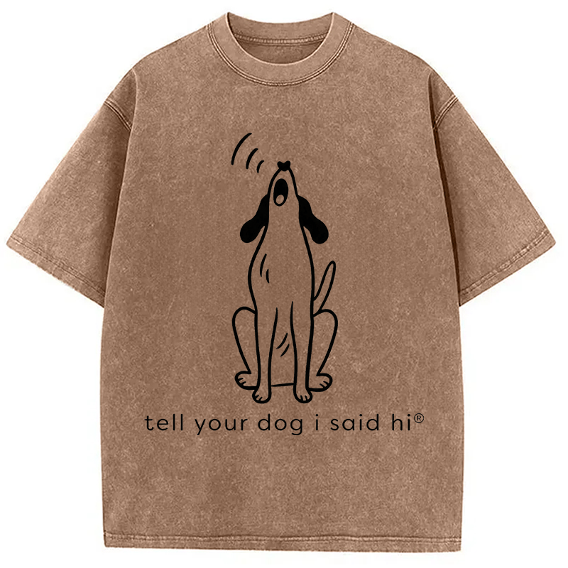 Modecanvas Howling Dog DTG Printing Washed T-Shirt