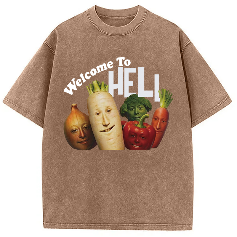 Modecanvas Welcome To Hell DTG Printing Washed T-Shirt