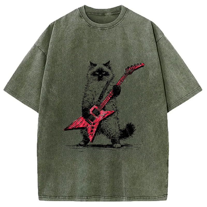 Modecanvas Raccoon Playing Guitar Washed T-Shirt