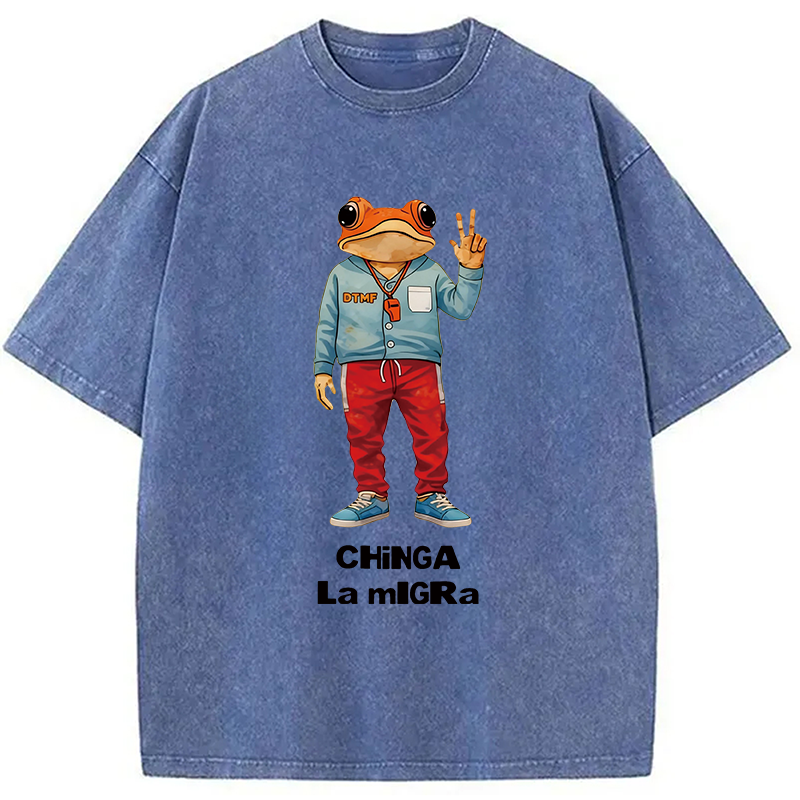 Modecanvas Out Frog Meme DTG Printing Washed T-Shirt