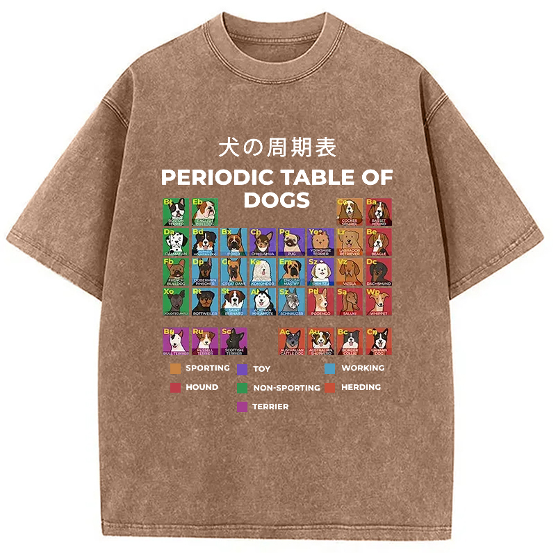 Modecanvas Periodic Table Of Dogs Washed T-Shirt-modecanvas