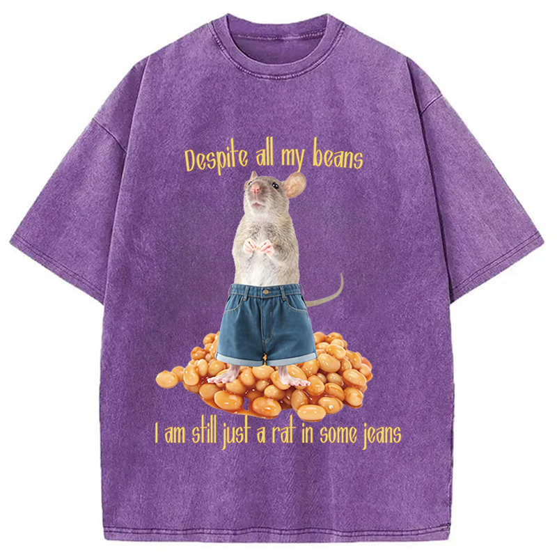 Modecanvas Despite All My Beans DTG Printing Washed T-Shirt