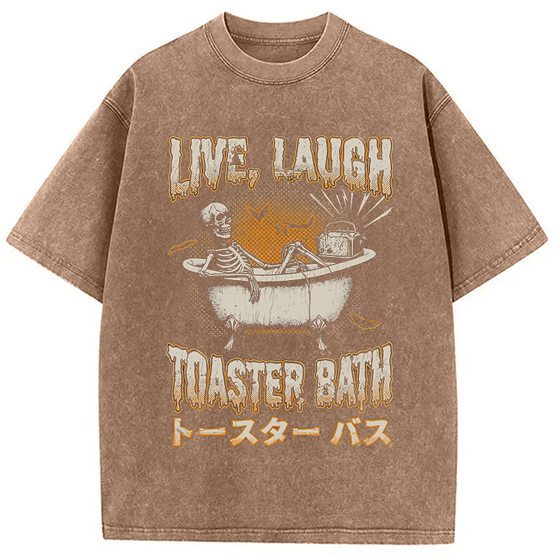 Modecanvas Skeleton Taking A Bath Washed T-Shirt