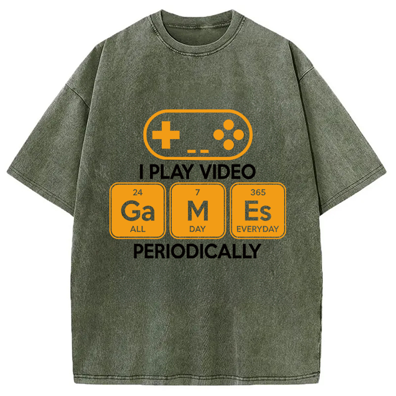 Modecanvas Play Video Games Periodically Funny Science Humor DTG Printing Washed T-Shirt